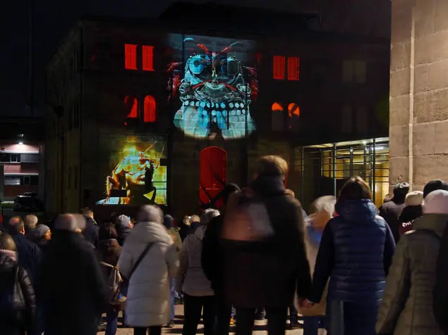 Illuminiertes Kulturforum; Klick zeigt Bild in größerer Darstellung. 