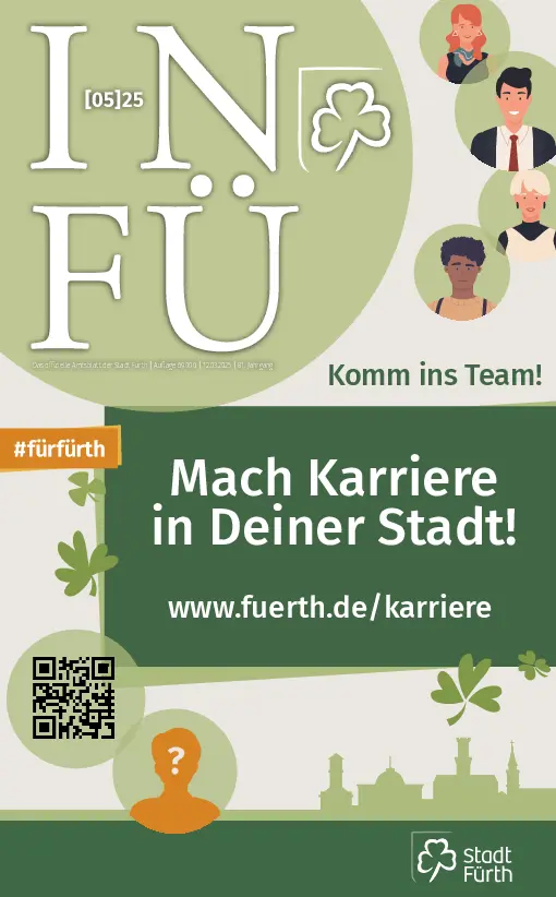 Titelseite wirbt für Karriere bei der Stadt Fürth. Klick öffnet Bild in größerer Ansicht.