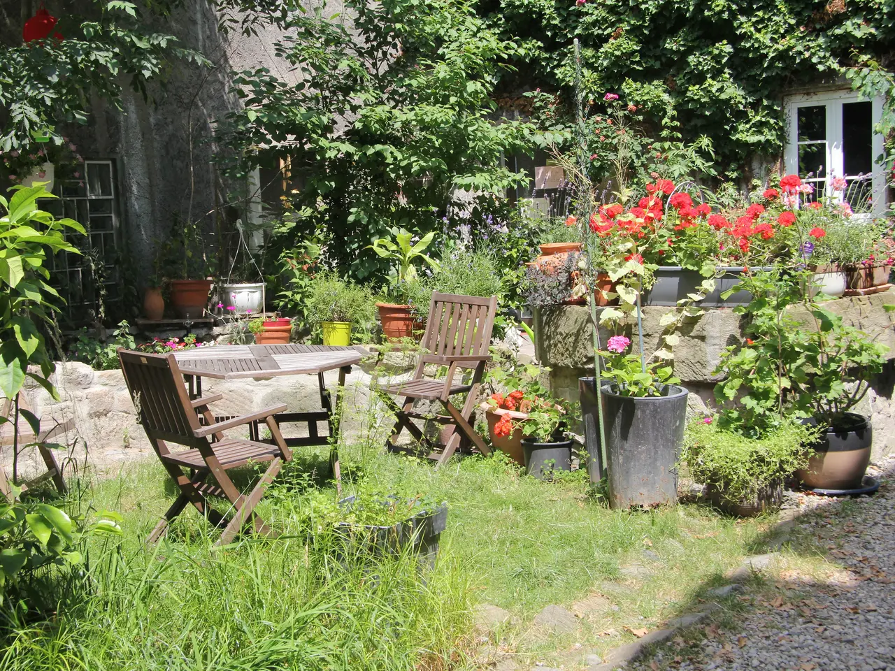 Bepflanzter Hinterhof; Klick auf Bild vergrößert die Darstellung