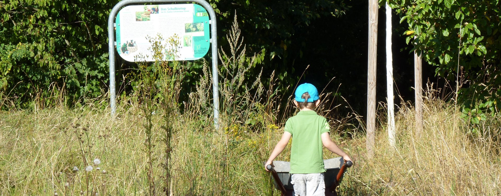 Kind im Wald neben Stadtökopfad