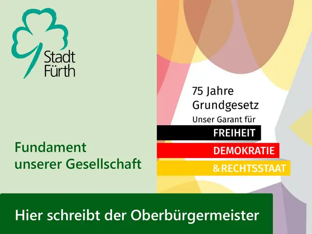 Grafik zu 75 Jahre Grundgesetz, unser Garant für Freiheit, Demokratie und Rechtsstaat.