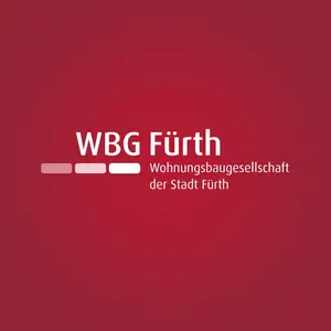 Logo der WBG Fürth mit weißer Schrift auf weinrotem Grund.