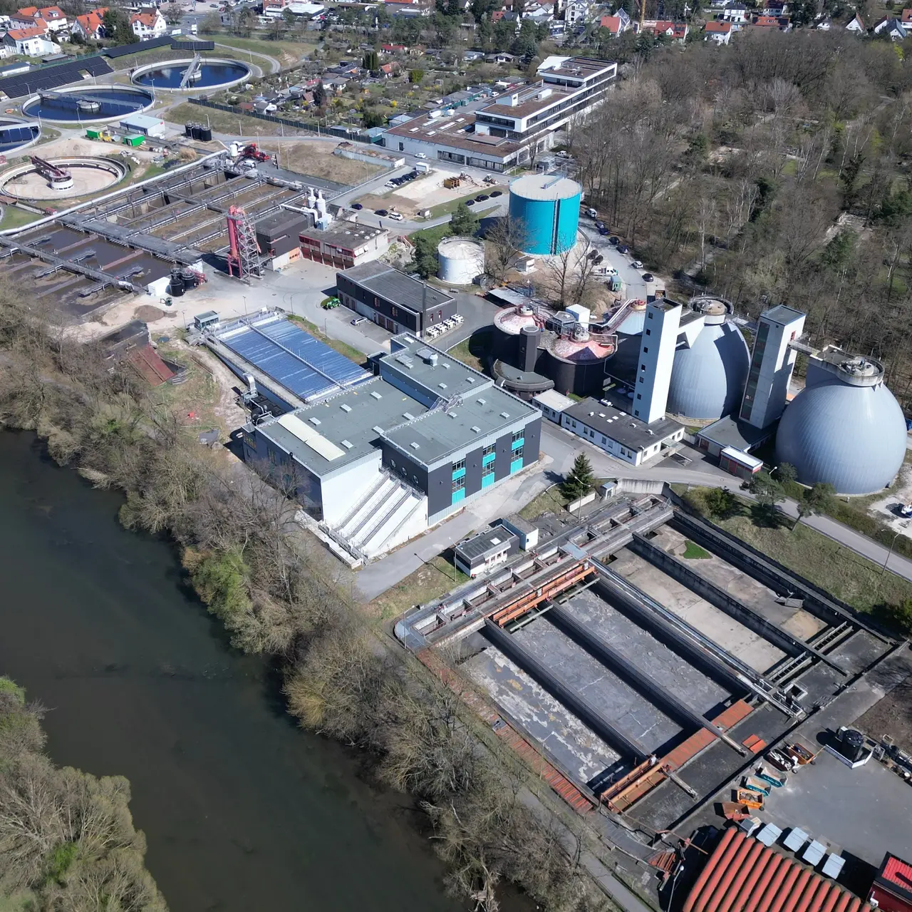 Hauptkläranlage Fürth Luftbild Luftbild der Kläranlage an der Erlanger Straße