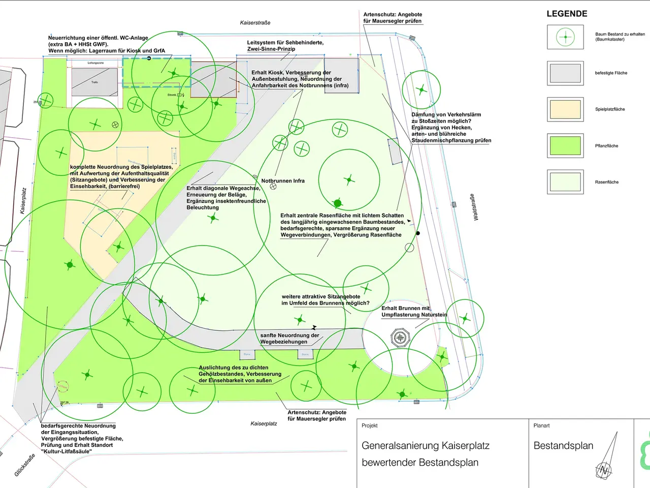 Der bewertende Bestandsplan vor der Generalsanierung des Kaiserplatzes