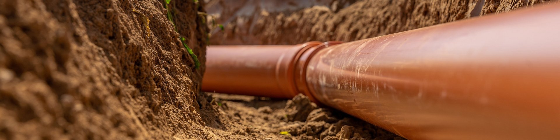 Plastikrohre im Boden während eines Hausbaus