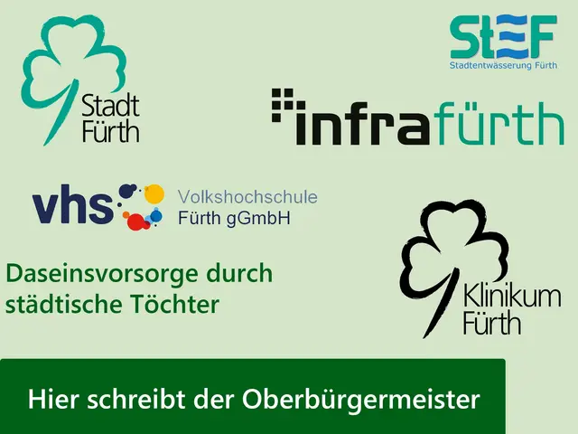 Eine Grafik mit den Logos von Staft Fürth, Klinikum, infra und vhs. Klick auf Bild öffnet Lifhtbos.