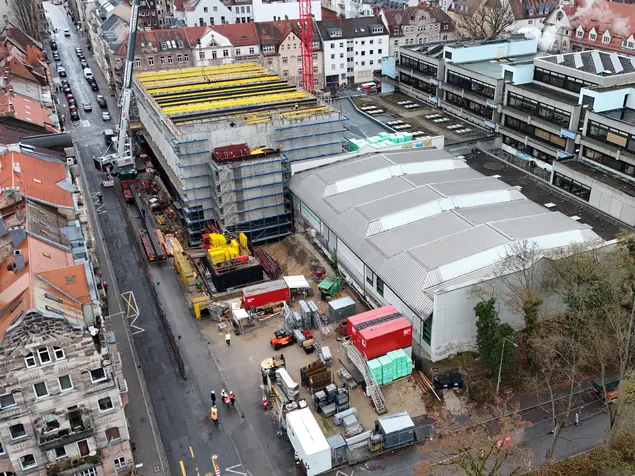 Luftbild der Baustelle Helene-Lange-Gymnasium im Januar 2025, Klick öffnet Bild in größerer Ansicht