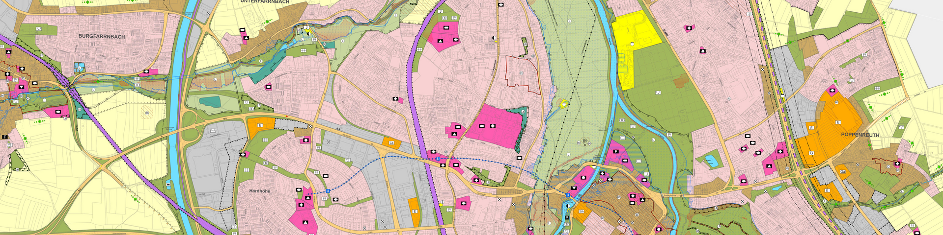 Ausschnitt aus der Onlineversion des Flächennutzungssplans der Stadt Fürth